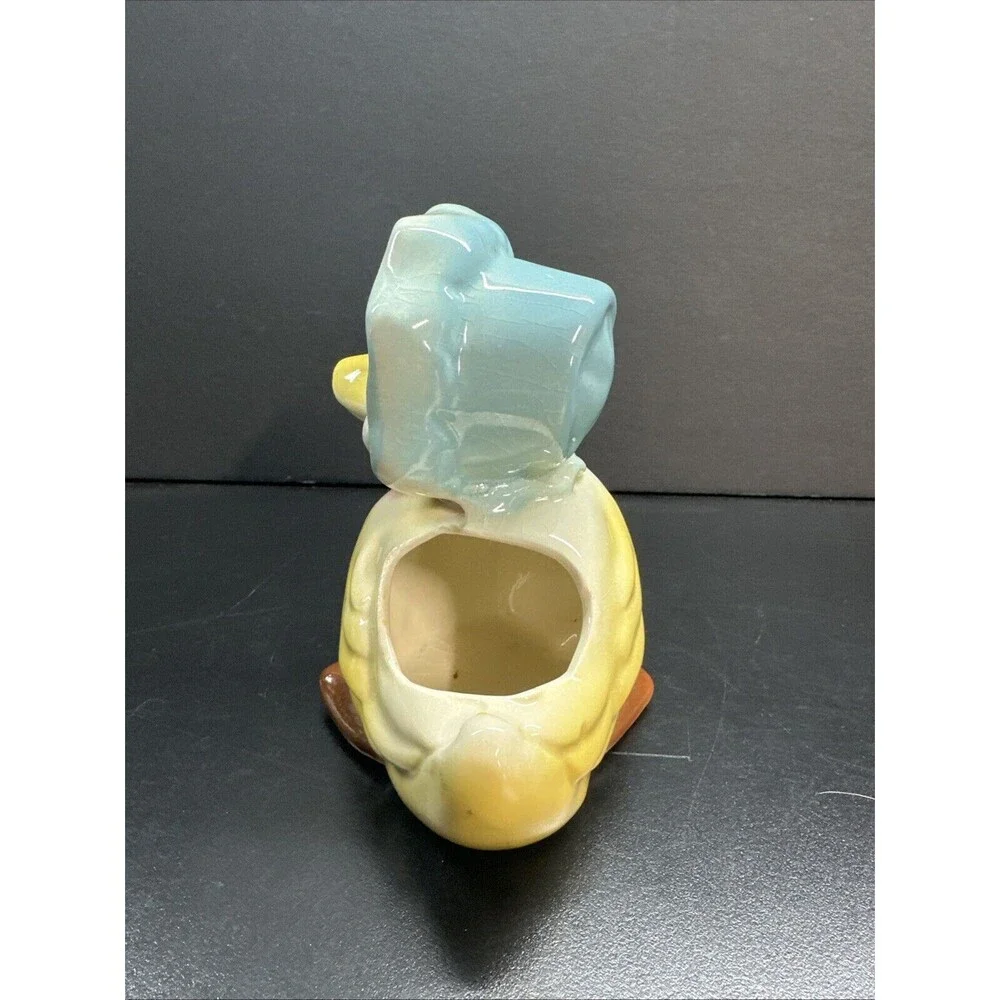 Vintage Duck Planter with Bonnet and Bow
